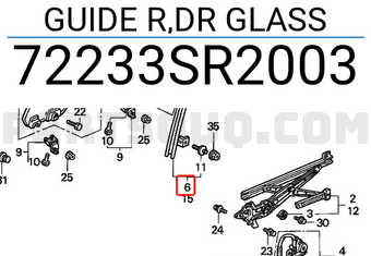Honda 72233SR2003 GUIDE R,DR GLASS