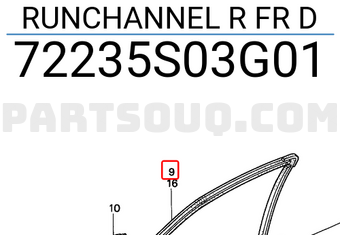 Honda 72235S03G01 RUNCHANNEL R FR D