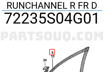 Honda 72235S04G01 RUNCHANNEL R FR D