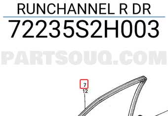 Honda 72235S2H003 RUNCHANNEL R DR