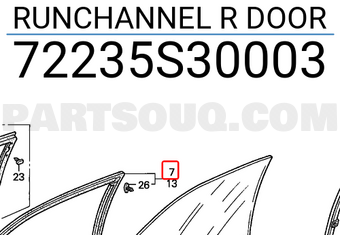 Honda 72235S30003 RUNCHANNEL R DOOR