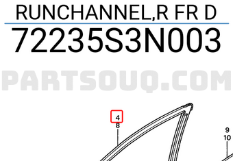 Honda 72235S3N003 RUNCHANNEL,R FR D
