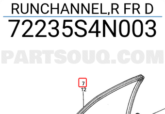 Honda 72235S4N003 RUNCHANNEL,R FR D