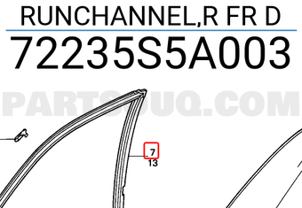 Honda 72235S5A003 RUNCHANNEL,R FR D