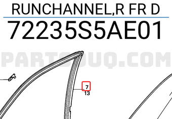 Honda 72235S5AE01 RUNCHANNEL,R FR D