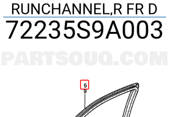 Honda 72235S9A003 RUNCHANNEL,R FR D