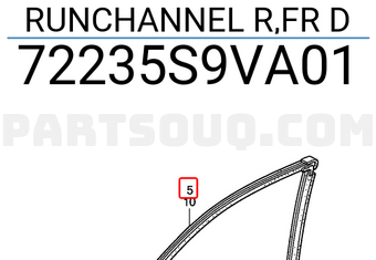 Honda 72235S9VA01 RUNCHANNEL R,FR D