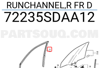 Honda 72235SDAA12 RUNCHANNEL,R FR D