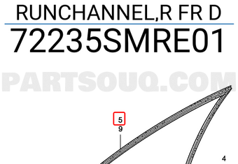 Honda 72235SMRE01 RUNCHANNEL,R FR D