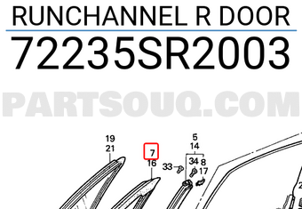 Honda 72235SR2003 RUNCHANNEL R DOOR