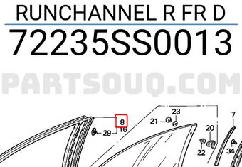 Honda 72235SS0013 RUNCHANNEL R FR D
