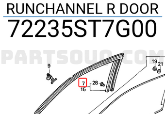 Honda 72235ST7G00 RUNCHANNEL R DOOR