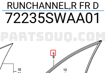 Honda 72235SWAA01 RUNCHANNEL,R FR D