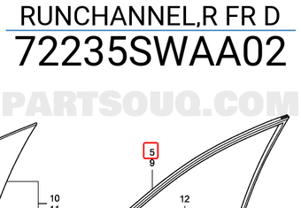 Honda 72235SWAA02 RUNCHANNEL,R FR D