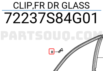 Honda 72237S84G01 CLIP,FR DR GLASS