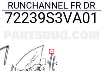 Honda 72239S3VA01 RUNCHANNEL FR DR