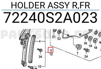 Honda 72240S2A023 HOLDER ASSY R,FR
