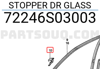 Honda 72246S03003 STOPPER DR GLASS