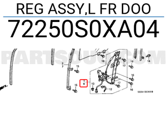 Honda 72250S0XA04 REG ASSY,L FR DOO