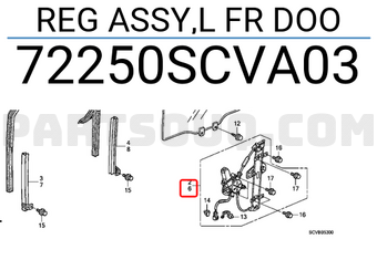 Honda 72250SCVA03 REG ASSY,L FR DOO