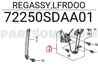 Honda 72250SDAA01 REGASSY,LFRDOO