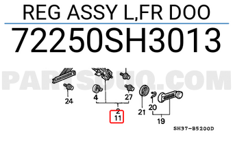 Honda 72250SH3013 REG ASSY L,FR DOO