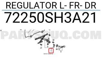 Honda 72250SH3A21 REGULATOR L- FR- DR
