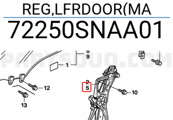 Honda 72250SNAA01 REG,LFRDOOR(MA