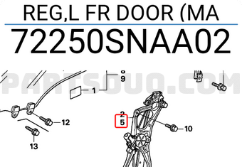 Honda 72250SNAA02 REG,L FR DOOR (MA