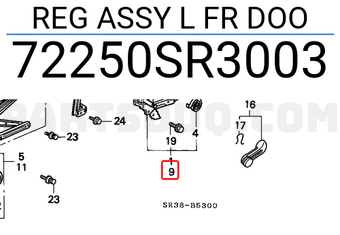Honda 72250SR3003 REG ASSY L FR DOO