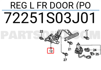Honda 72251S03J01 REG L FR DOOR (PO