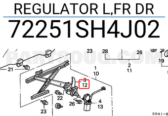 Honda 72251SH4J02 REGULATOR L,FR DR
