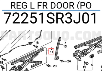 Honda 72251SR3J01 REG L FR DOOR (PO