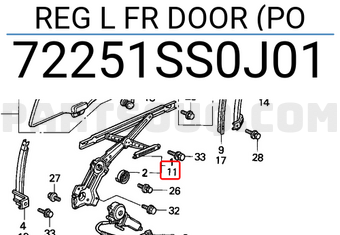 Honda 72251SS0J01 REG L FR DOOR (PO