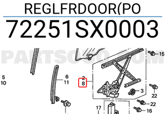 Honda 72251SX0003 REGLFRDOOR(PO