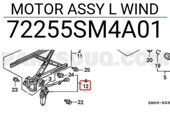 Honda 72255SM4A01 MOTOR ASSY L WIND