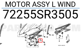 Honda 72255SR3505 MOTOR ASSY L WIND