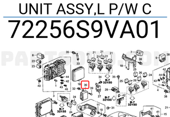 Honda 72256S9VA01 UNIT ASSY,L P/W C