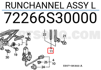 Honda 72266S30000 RUNCHANNEL ASSY L