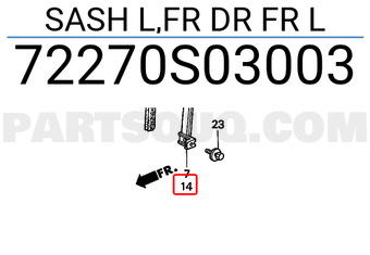 Honda 72270S03003 SASH L,FR DR FR L