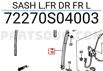 Honda 72270S04003 SASH L,FR DR FR L