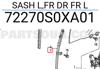 Honda 72270S0XA01 SASH L,FR DR FR L
