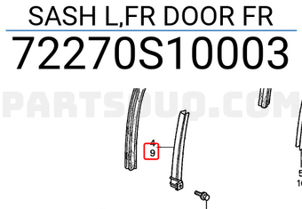 Honda 72270S10003 SASH L,FR DOOR FR