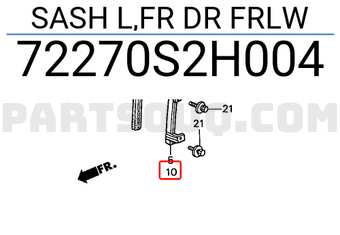 Honda 72270S2H004 SASH L,FR DR FRLW