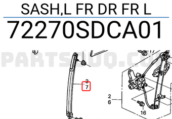 Honda 72270SDCA01 SASH,L FR DR FR L