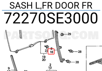 Honda 72270SE3000 SASH L,FR DOOR FR