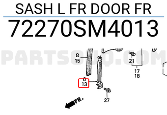Honda 72270SM4013 SASH L FR DOOR FR
