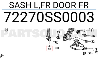 Honda 72270SS0003 SASH L,FR DOOR FR