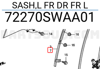 Honda 72270SWAA01 SASH,L FR DR FR L