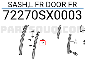 Honda 72270SX0003 SASH,L FR DOOR FR